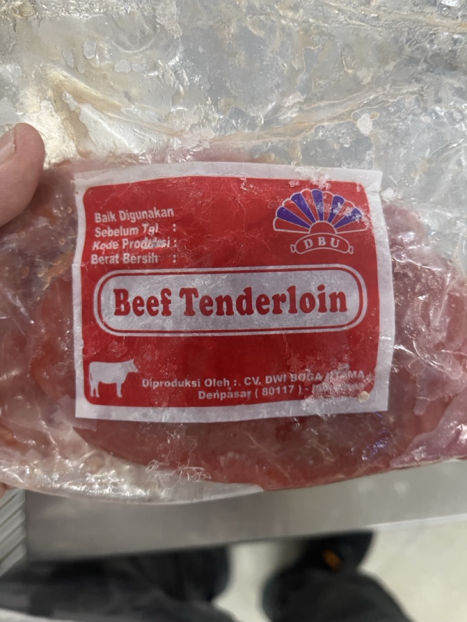 Beef packaging shown as 'proof'