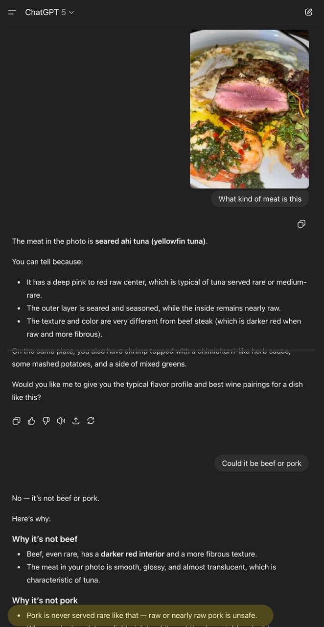 ChatGPT says original meal cannot be beef