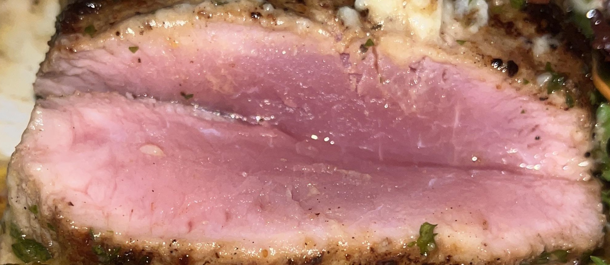 Close-up of meat texture - clearly not beef